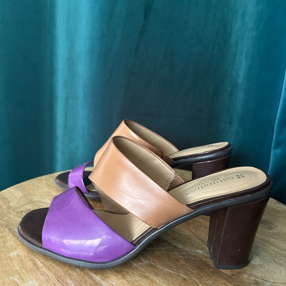 Naturalizer Purple and Tan Mules